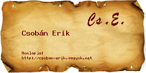 Csobán Erik névjegykártya